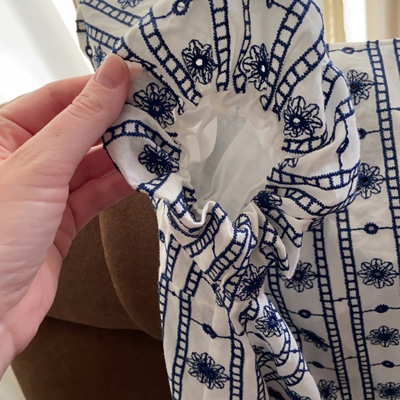 Zara Women’s Crop Top Blouse Navy Blue & White - Picture 7 of 11